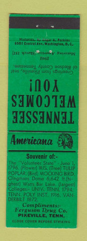 Matchbook Cover - Ferguson Drug Pikeville TN Perkins Americana GREEN