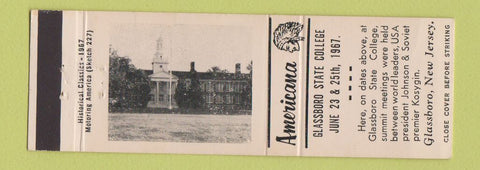 Matchbook Cover - Glassboro State College NJ Perkins Americana WHITE
