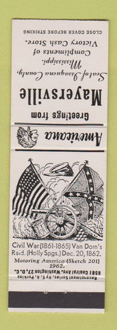Matchbook Cover - Victory Cash Store Mayersville MS Perkins Americana WHITE