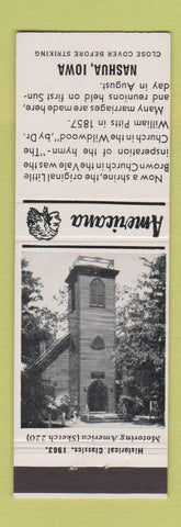 Matchbook Cover - Little Brown Church Nashua IA Perkins Americana WHITE
