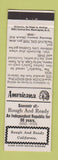 Matchbook Cover - Rough and Ready CA 1958 Perkins Americana WHITE