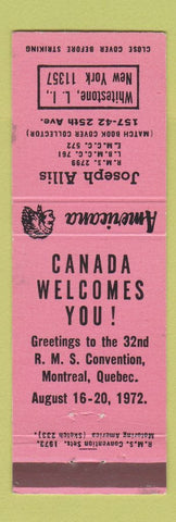 Matchbook Cover - Joseph Allis RMS Whitestone LI NY Perkins Americana PINK WEAR
