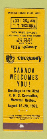 Matchbook Cover Joseph Allis RMS Whitestone LI NY Perkins Americana YELLOW WEAR