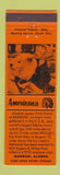 Matchbook Cover - Barrow AK puppy Perkins Americana ORANGE