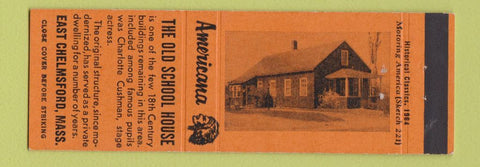 Matchbook Cover - Old School House East Chelmsford MA Perkins Americana ORANGE