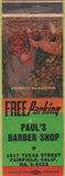 Matchbook Cover - Paul's Barber Shop Fairfield CA