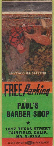 Matchbook Cover - Paul's Barber Shop Fairfield CA