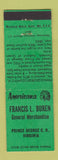 Matchbook Cover - Buren General Store Prince George VA Perkins Americana GREEN