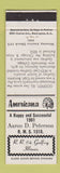 Matchbook Cover - RMS Aaron Peterson Godfrey IL Perkins Americana WHITE