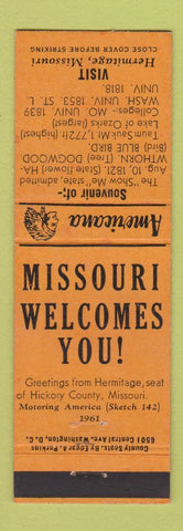 Matchbook Cover - Hermitage MO Perkins Americana ORANGE