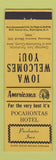 Matchbook Cover - Pocahontas Hotel IA Perkins Americana YELLOW