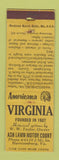 Matchbook Cover - Ash Lawn Motel Harrisonburg VA Perkins Americana YELLOW WORN