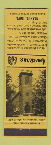 Matchbook Cover - Little Brown Church Nashua IA Perkins Americana YELLOW