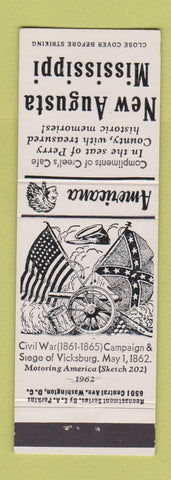Matchbook Cover - New Augusta MS Civil War Perkins Americana WHITE