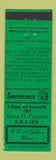 Matchbook Cover - RMS Aaron Peterson Godfrey IL Perkins Americana GREEN