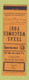 Matchbook Cover - Falcon Motor Hotel Zapata TX Perkins Americana ORANGE