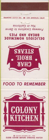 Matchbook Cover - Colony Kitchen Chain