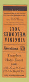 Matchbook Cover Travelers Hotel Court South Norfolk VA Perkins Americana ORANGE