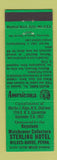 Matchbook Cover Keystone Match Club Wilkes Barre PA 1957 Perkins Americana GREEN