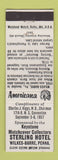 Matchbook Cover Keystone Match Club Wilkes Barre PA 1957 Perkins Americana WHITE
