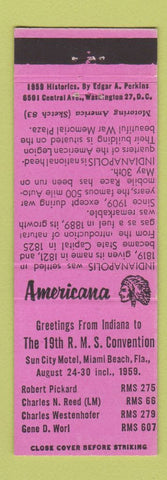Matchbook Cover - RMS Convention Miami FL 1959 Perkins Americana PINK