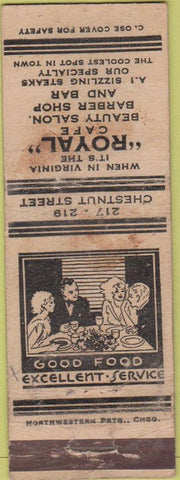 Matchbook Cover - Royal Cafe VA WORN NO TOWN