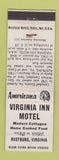 Matchbook Cover - Virginia Inn Motel Rustburg VA Perkins Americana WHITE WEAR