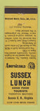Matchbook Cover - Sussex Lunch Court House VA Perkins Americana YELLOW