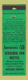 Matchbook Cover - Virginia Inn Motel Rustburg VA Perkins Americana GREEN POOR