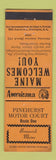 Matchbook Cover - Pinehurst Motel Brunswick ME Perkins Americana ORANGE WEAR