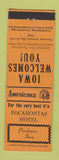 Matchbook Cover - Pocahontas Hotel IA Perkins Americana ORANGE