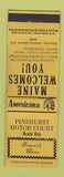 Matchbook Cover - Pinehurst Motel Brunswick ME Perkins Americana YELLOW WEAR