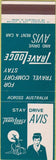 Matchbook Cover - Travelodge Australia Avis Rental Cars SAMPLE