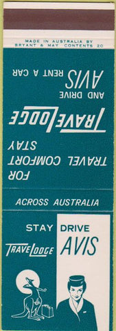 Matchbook Cover - Travelodge Australia Avis Rental Cars SAMPLE