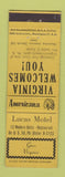 Matchbook Cover - Lucas Motel Gore VA Perkins Americana YELLOW