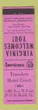 Matchbook Cover - Travelers Hotel Court South Norfolk VA Perkins Americana PINK