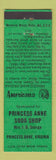 Matchbook Cover - Princess Anne Soda Shop VA Perkins Americana GREEN WEAR