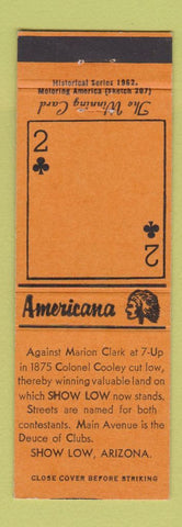 Matchbook Cover - Show Low AZ Perkins Americana ORANGE