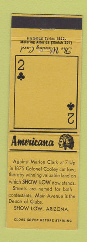 Matchbook Cover - Show Low AZ Perkins Americana YELLOW