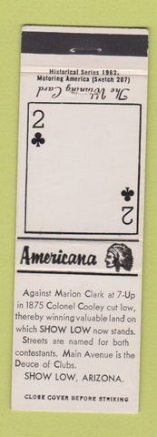 Matchbook Cover - Show Low AZ Perkins Americana WHITE