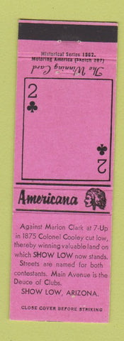 Matchbook Cover - Show Low AZ Perkins Americana PINK
