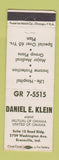 Matchbook Cover - Daniel Klein Insurance Mutual of Omaha Evansville IN