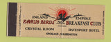 Matchbook Cover - Early Bird Breakfast Club Spokane WA Full Length