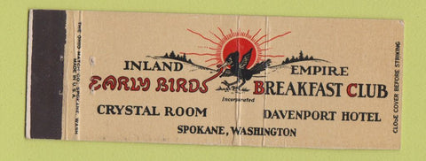 Matchbook Cover - Early Bird Breakfast Club Spokane WA Full Length