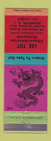 Matchbook Cover - Lee Toy Chinese Restaurant Irvington NJ
