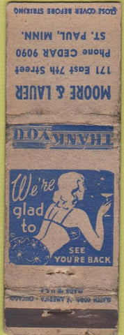 Matchbook Cover - Moore Lauer St Paul MN girlie POOR