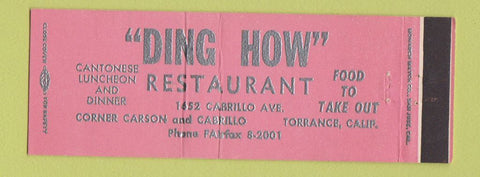 Matchbook Cover - Ding How Chinese Restaurant Torrance CA Full Length