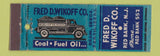 Matchbook Cover - Fred Wikoff Coal Fuel Oil Red Bank NJ