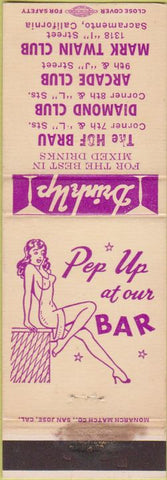 Matchbook Cover - Bars Sacramento CA girlie Mark Twain
