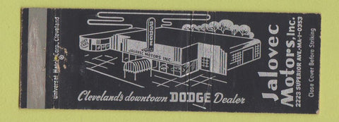 Matchbook Cover - Jalovec Motors Dodge Cleveland OH Full Length
